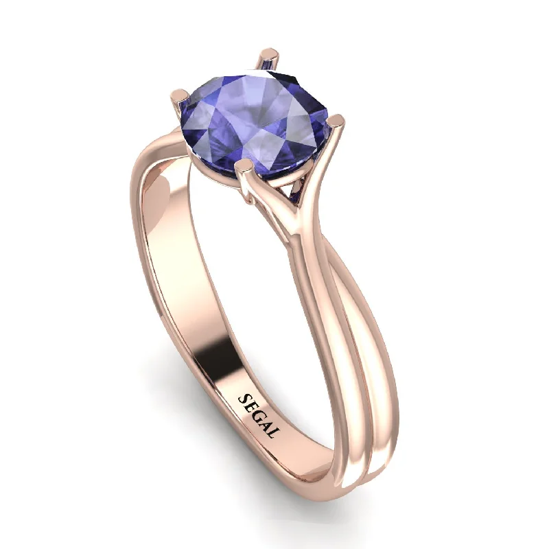 women's engagement rings with sapphire -Solitaire Twist Shank Tanzanite Ring - Eleanor No. 202