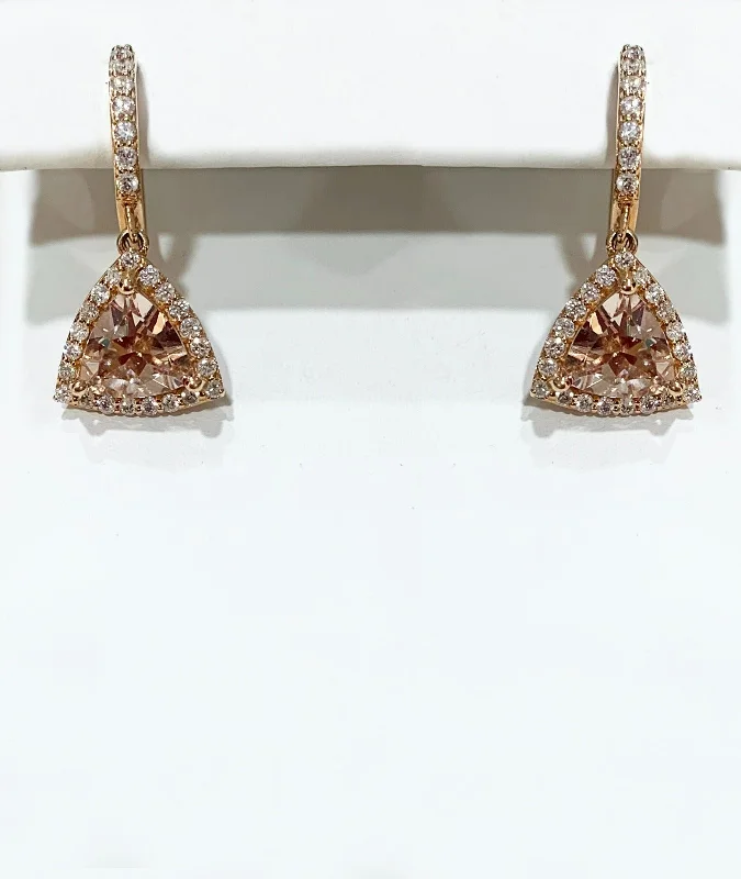 women's earrings with sophisticated look -14k Rose Gold Morganite Earrings