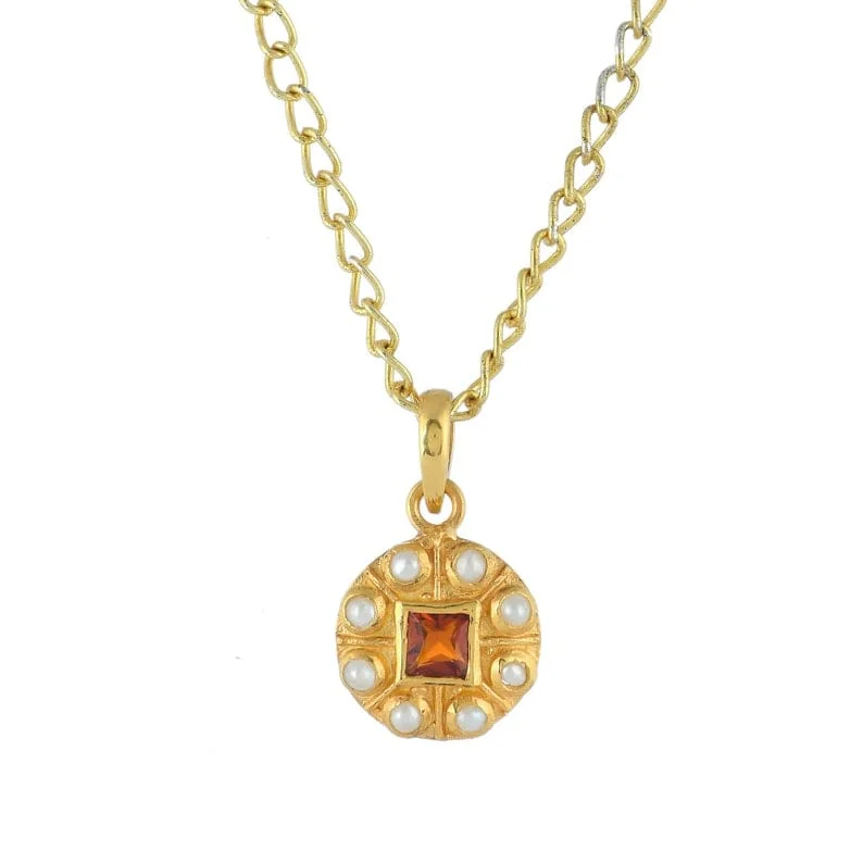 women's necklaces diamond -Citrine & Pearl Pendant Necklace