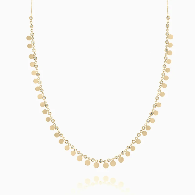 women's necklaces with layered pendants -Diamonds and Gold Discs Necklace