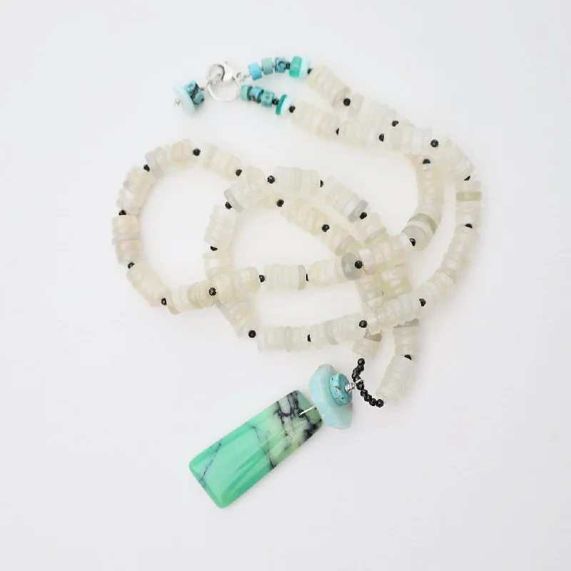 women's necklaces with rope chain -Moonstone with Chrysophase Necklace