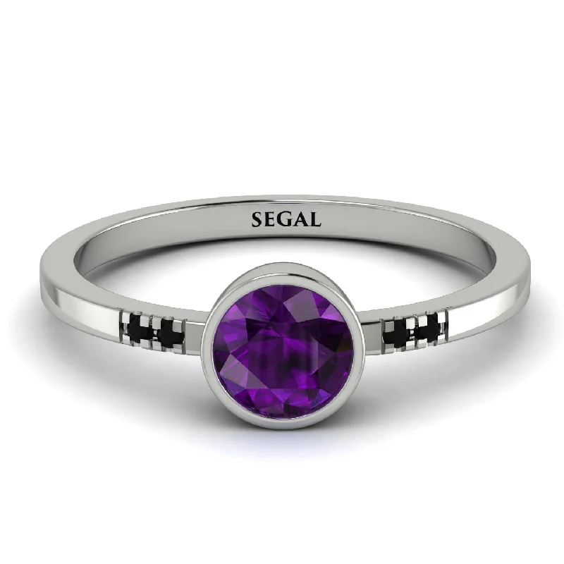 women's engagement rings with bezel set diamond -Bezel Minimalist Amethyst Ring - Kinsley No. 306