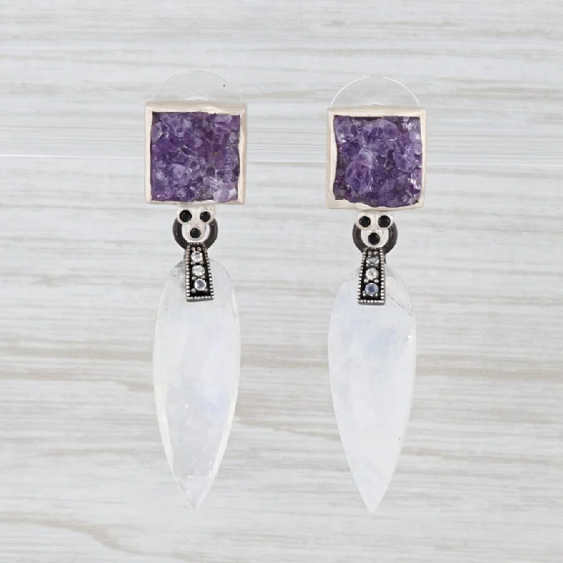 women's earrings with matching necklace set -New Nina Nguyen Amethyst Moonstone Dangle Earrings Sterling Silver Spinel