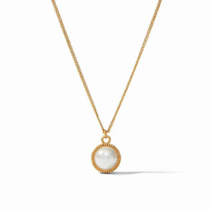 women's necklaces with pendant and chain -Fleur-de-Lis Solitaire Necklace in Pearl