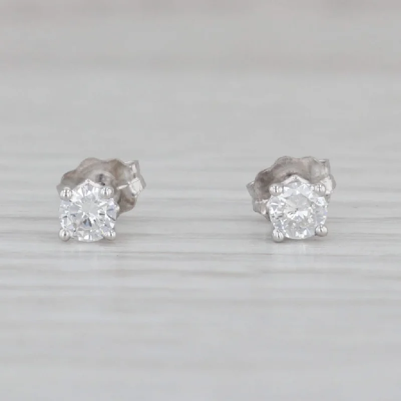 women's earrings with gemstone -New 0.26ctw Diamond Stud Earrings 14k White Gold Round Solitaires