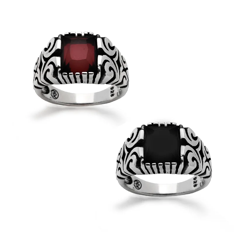 women's rings with boho chic design -Antique-Finish Filigree Ring (Silver)