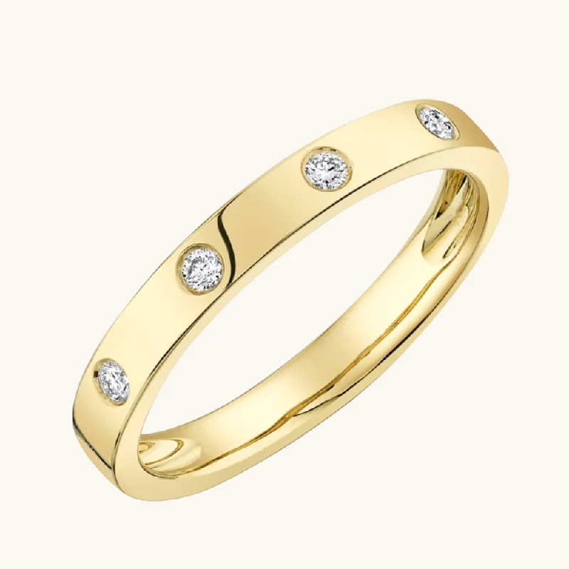 women's engagement rings with round halo -The Cassie Inlay Diamond Band