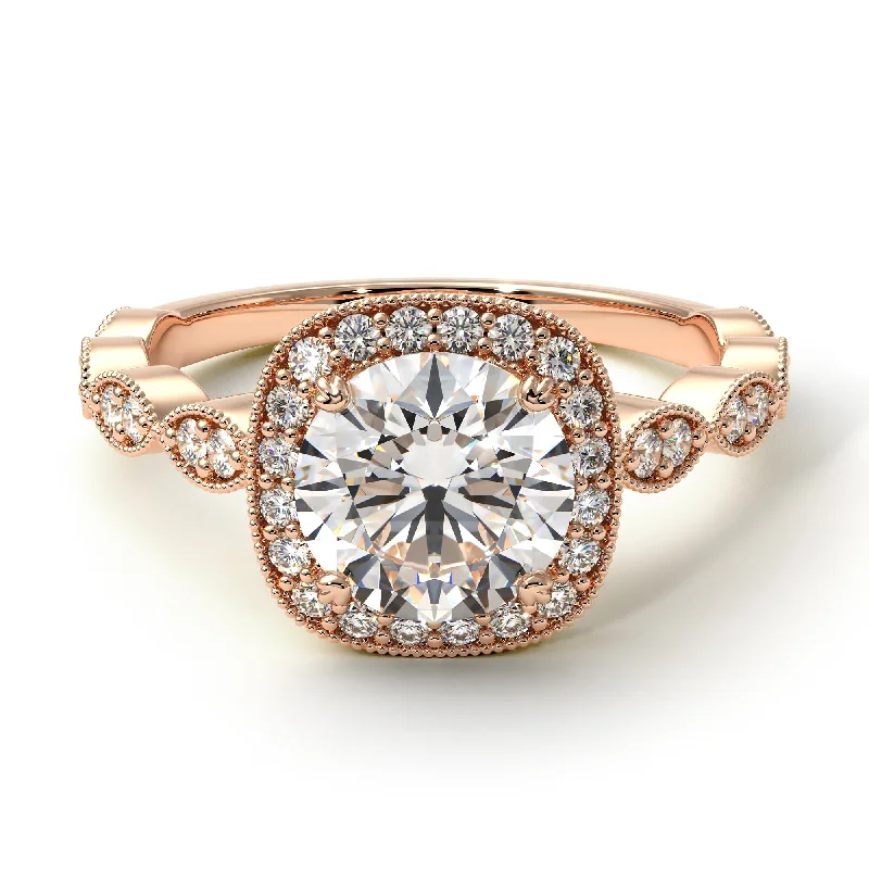 women's engagement rings with modern style -Vintage Inspired Diamond Halo Ring - Frances No. 2