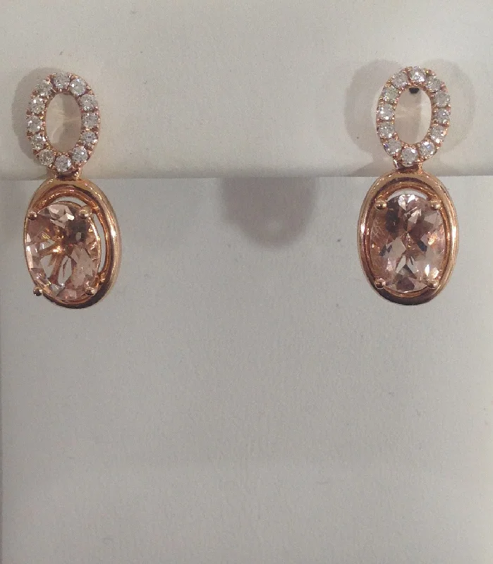 women's earrings with sparkling diamonds -14k Rose Gold Morganite Earrings