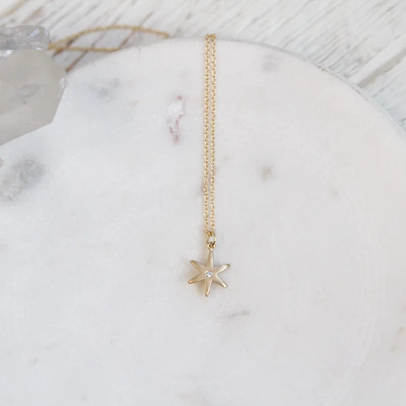 women's necklaces with fine craftsmanship -18k Yellow Gold "Celestial" Diamond Star  Necklace