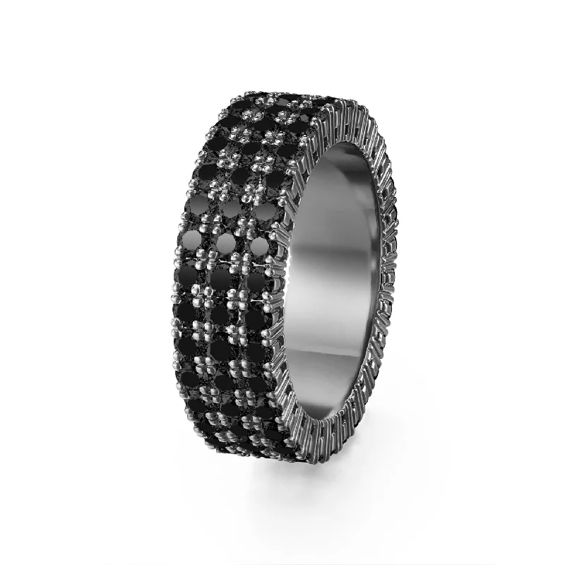 women's engagement rings platinum -LENOX ETERNITY BAND TRIPLE (Black Diamond)