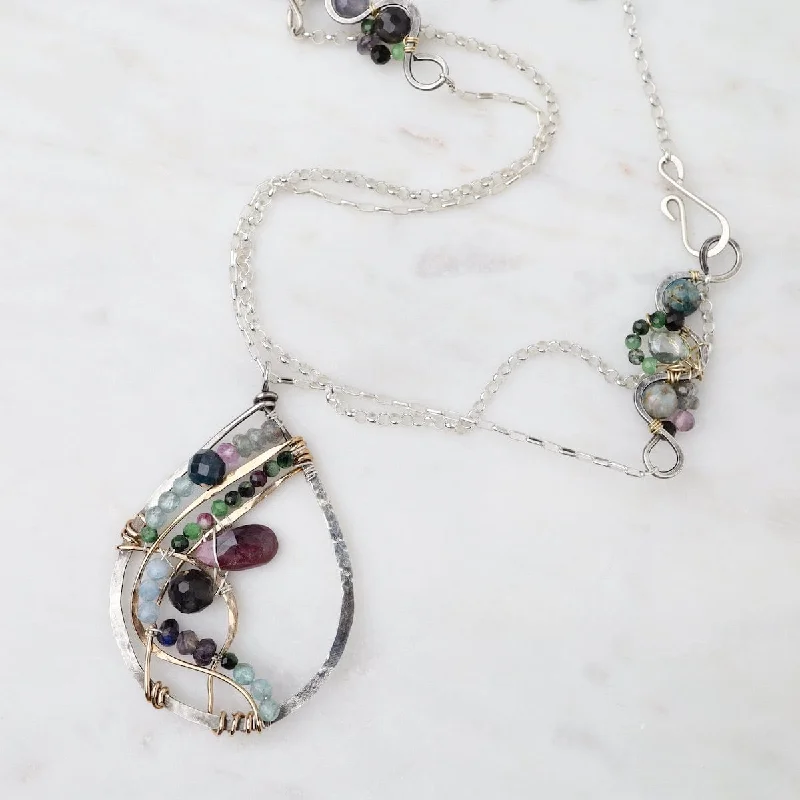 women's necklaces with sleek silver chain -Ruby Zoisite Garden Long Necklace