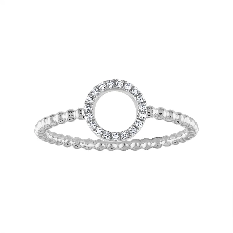 women's engagement rings with vintage diamond -14KT GOLD DIAMOND OPEN CIRCLE BEAD RING