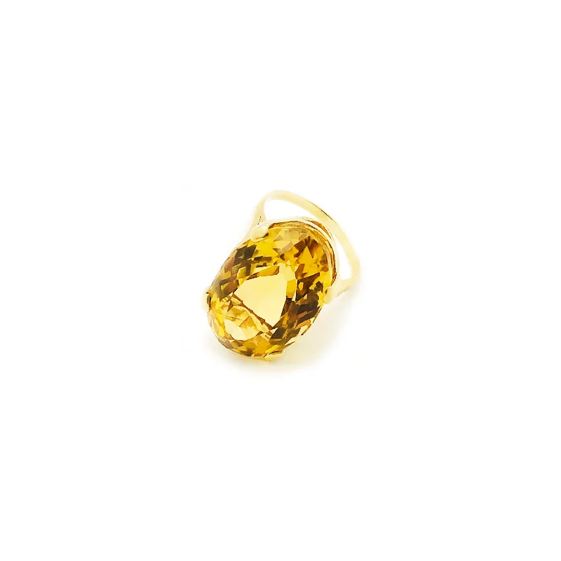 women's rings with channel setting -Oval Citrine Solitaire Ring (14K)