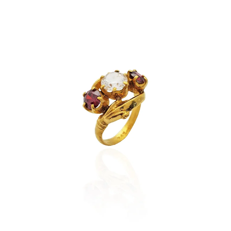 women's rings with celestial charm -Edwardian Three Stone Ring (24K).