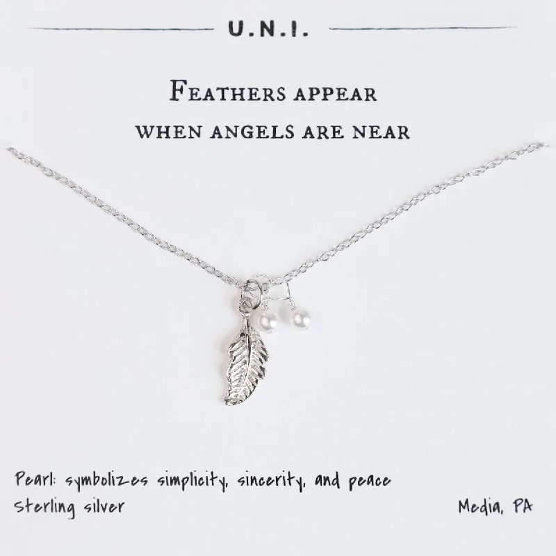 women's necklaces with vintage style -Feathers Appear When Angels are Near Necklace