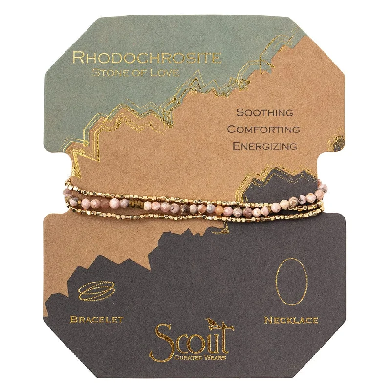 women's necklaces with gemstone -Scout Delicate Rhodochrosite Wrap Bracelet and Necklace