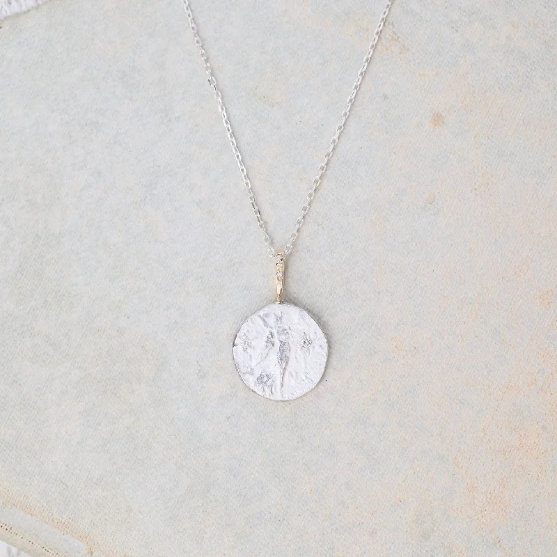 women's necklaces with minimalist pendant -The Light Sterling Silver & 14k Gold Necklace