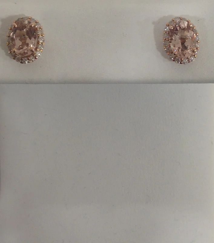 women's earrings with adjustable hooks -14k Rose Gold Morganite Earrings