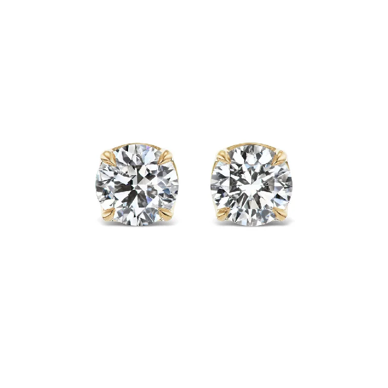 women's earrings with leverback closure -DIAMOND STUD EARRINGS WITH CROWN SETTING