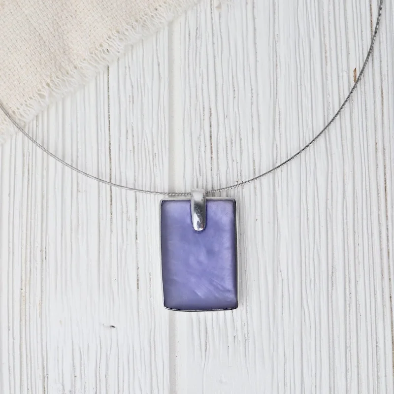 women's necklaces with fine craftsmanship -Periwinkle Rectangle Pendant Necklace