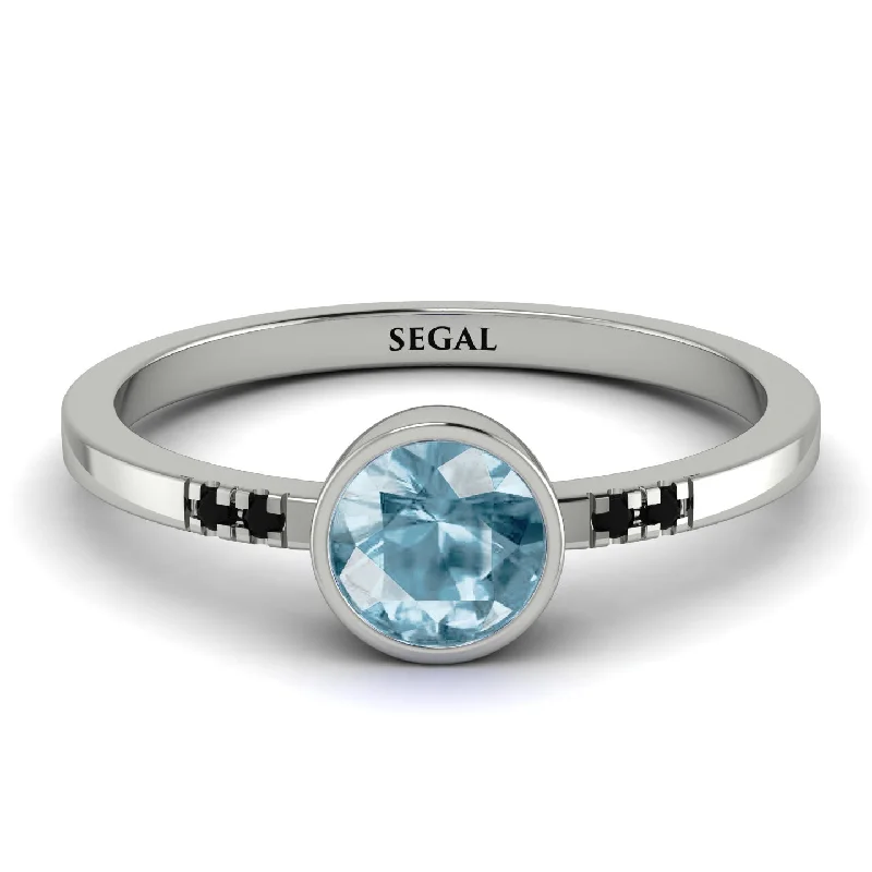 women's engagement rings with twist band design -Bezel Minimalist Aquamarine Ring - Kinsley No. 406