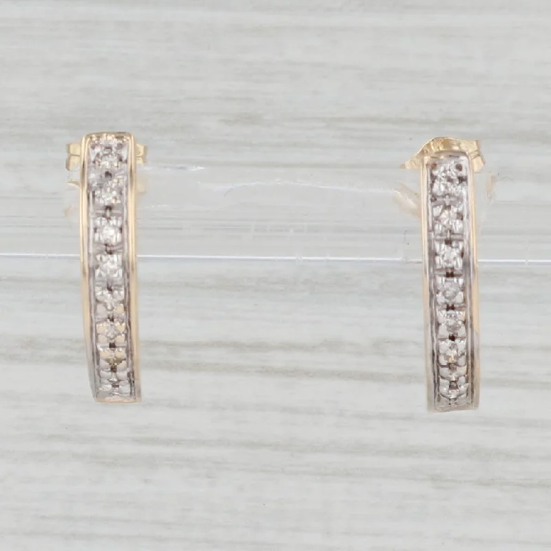 women's earrings with leverback closure -0.16ctw Diamond Journey Earrings 14k Yellow Gold Pierced Drops