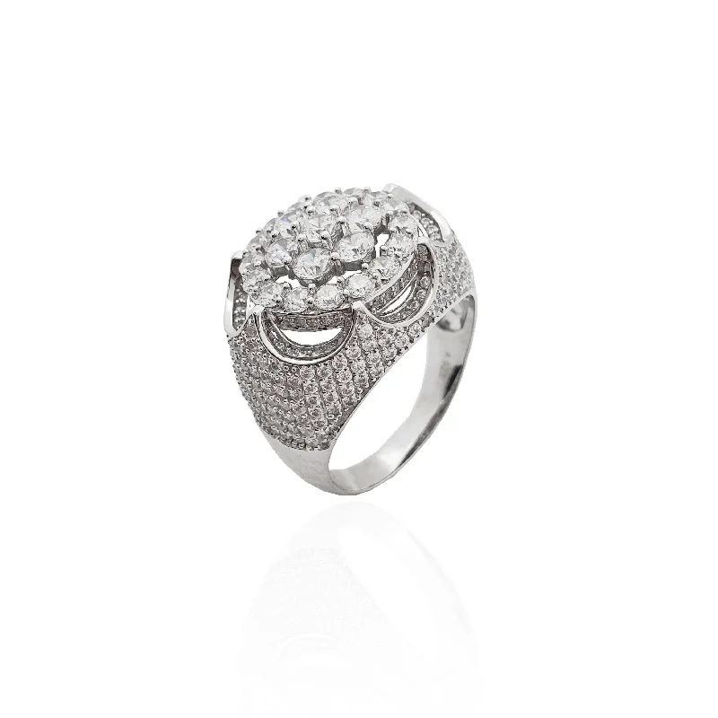 women's rings with twist band -Men Crown CZ Ring (Silver).