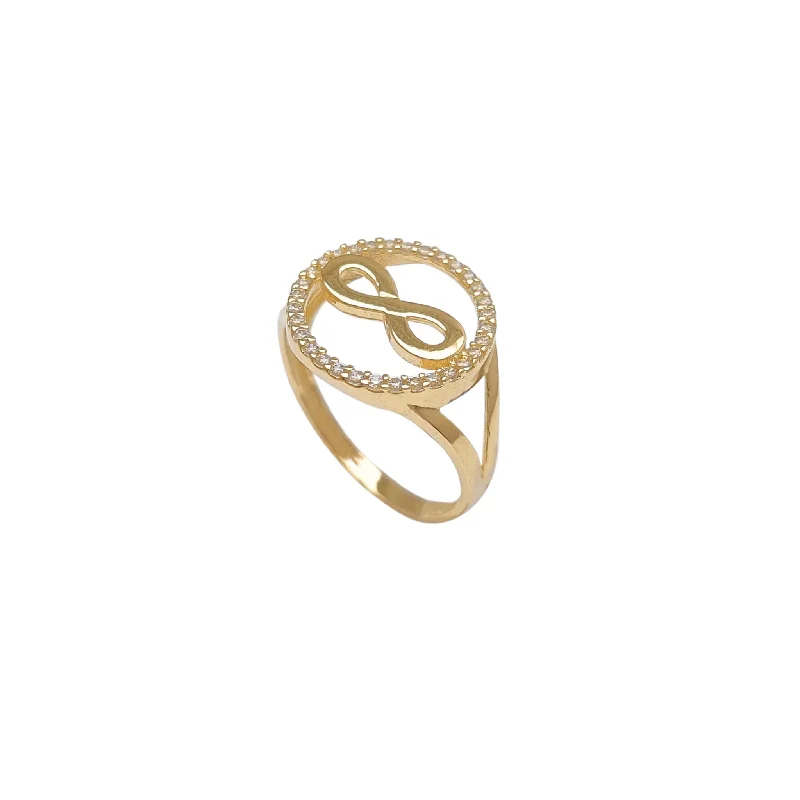 women's rings with simple elegance -Halo Pave Infinity Ring (14K)