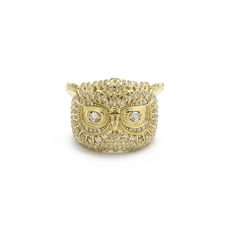 women's rings with sapphire accent -Icy Owl Ring (14K)