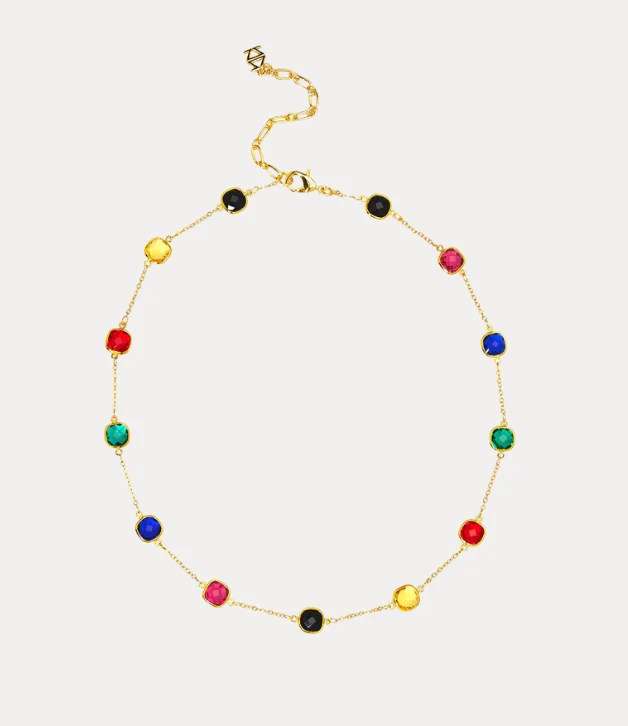 women's necklaces gold -Zenzii Crystal Collar Necklace in Multi