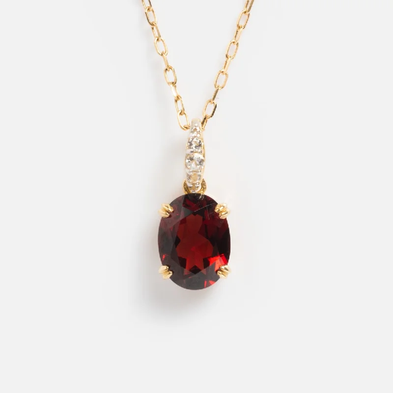 women's necklaces with custom charm -Solid Gold 2025 January Capsule Classic Garnet Pendant Necklace