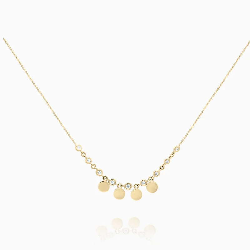 women's necklaces with layered look -Gold Discs and Diamonds Necklace