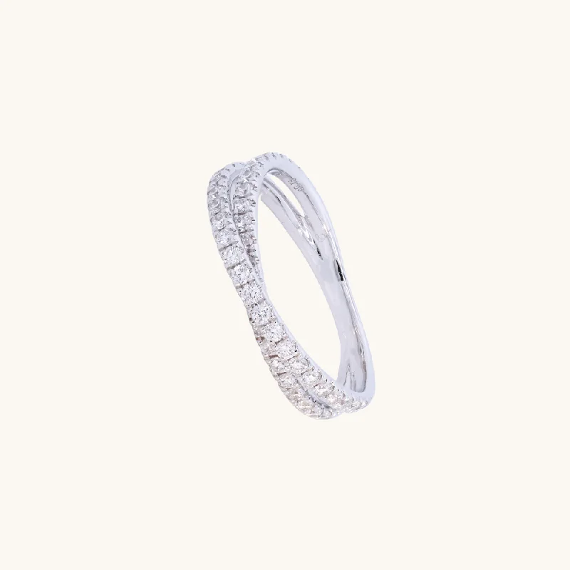 women's engagement rings with eternity band -Diamond Crossover Ring