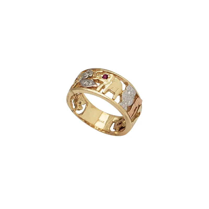 women's rings with modern design -Zirconia Tricolor 7 Potential Ring (14K)