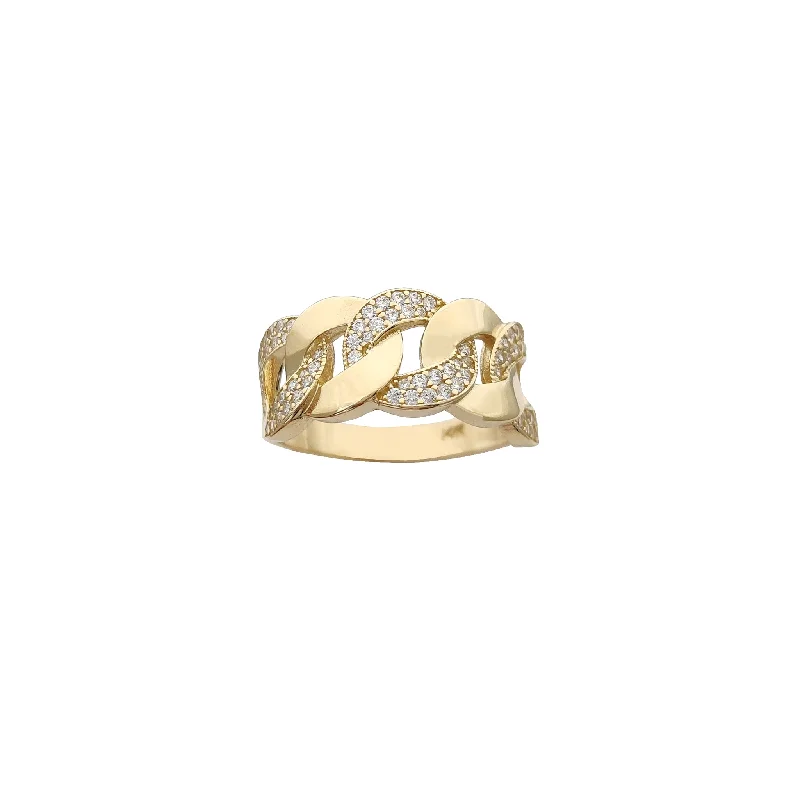 women's rings with vintage appeal -Alternating Ice Cuban Ring (14K)