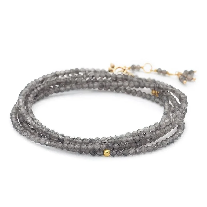 women's necklaces with adjustable length -Slate Moonstone Wrap Bracelet & Necklace