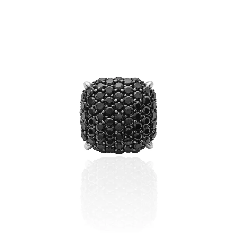 women's rings with modern flair -Stygian Black Cocktail Ring (Silver)