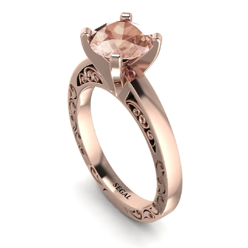 women's engagement rings with high setting -Vintage Solitaire Morganite Ring - Vera No. 902