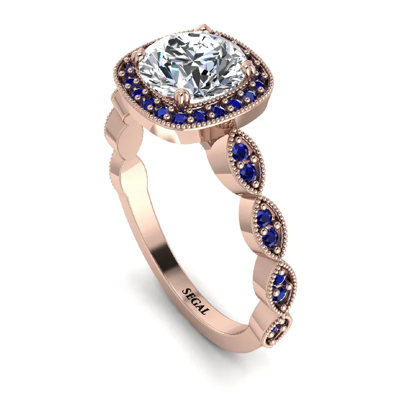 women's engagement rings with oval diamond -Vintage Inspired Diamond Halo Ring - Frances No. 62