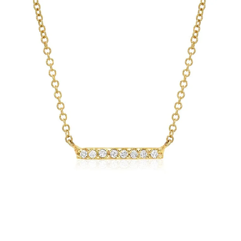 women's necklaces with radiant-cut stone -Petite Pavé Diamond Bar Necklace In Yellow Gold