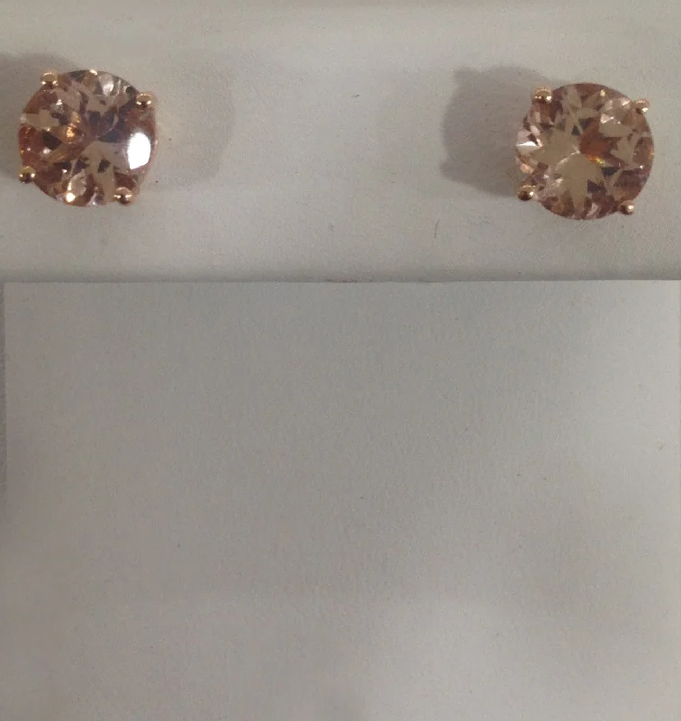 women's earrings with mixed metals -14k Rose Gold Morganite Earrings