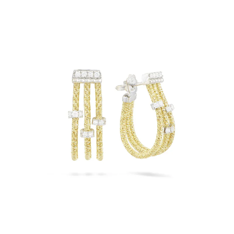 women's earrings with hammered finish -Piero Milano GOA 3 Strand Hoop Earrings