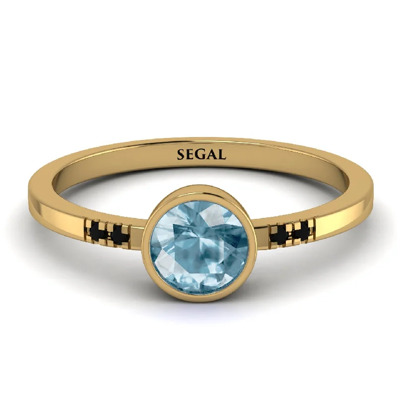 women's engagement rings with dual-tone band -Bezel Minimalist Aquamarine Ring - Kinsley No. 404