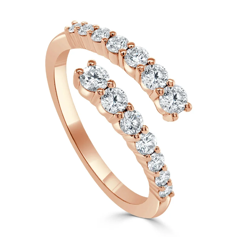 women's engagement rings with cushion cut -14K Gold & Diamond Crossover Ring