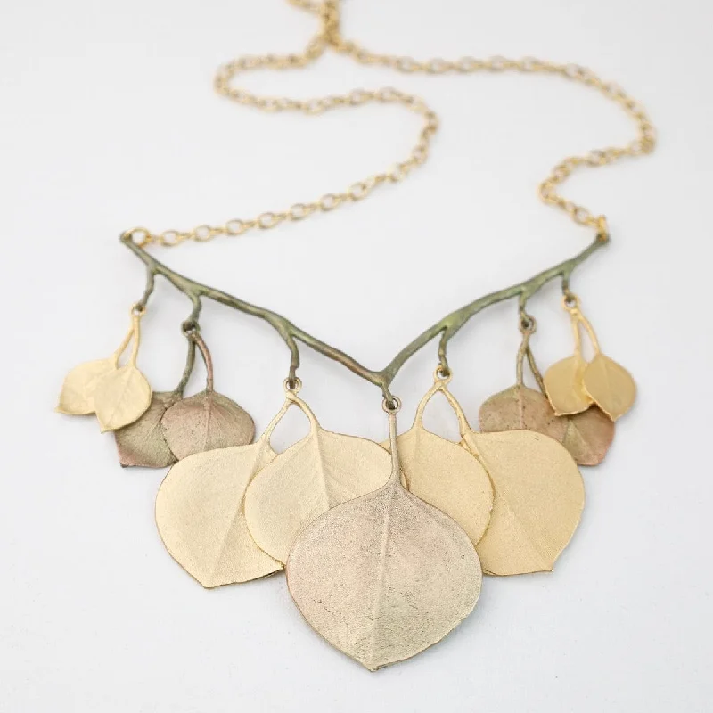 women's necklaces with bar pendant -Eucalyptus Round Leaf Branch Necklace