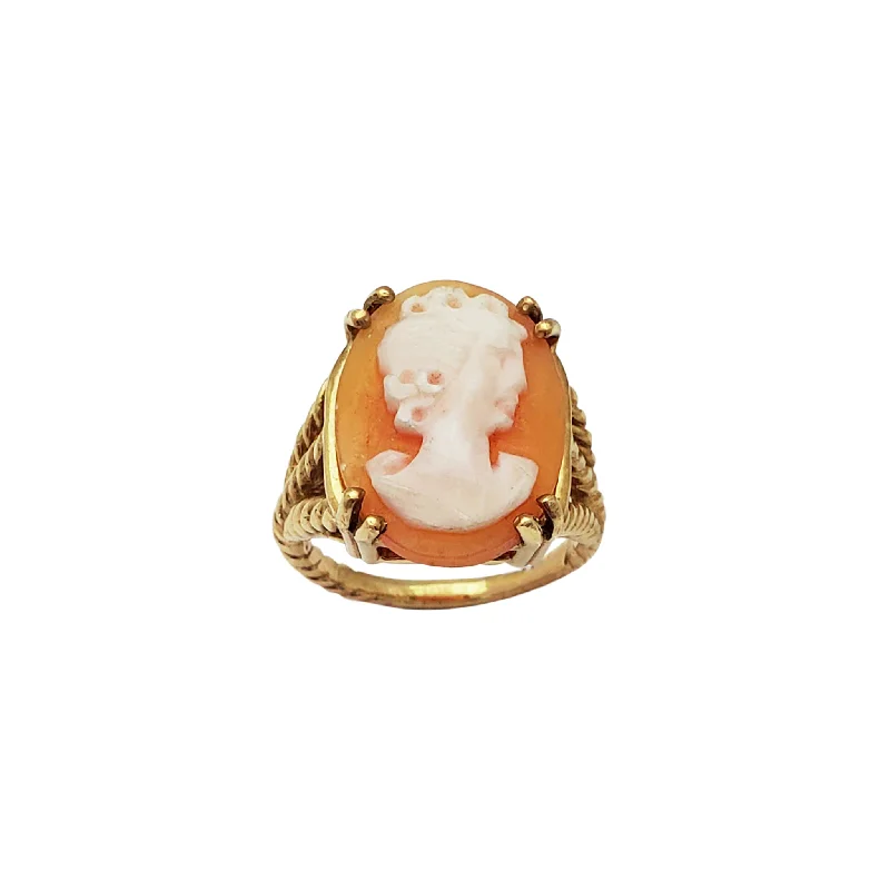 women's rings with statement gemstone -Rope Shank Cameo Lady Ring (14K)