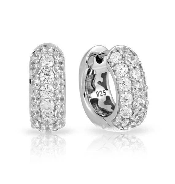 women's earrings with stud design -Pavé Square Earrings