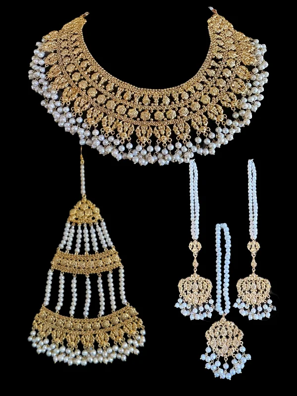 women's necklaces with amethyst -BR101 Bridal necklace set with jhoomar tika ( SHIPS IN 4  WEEKS  )