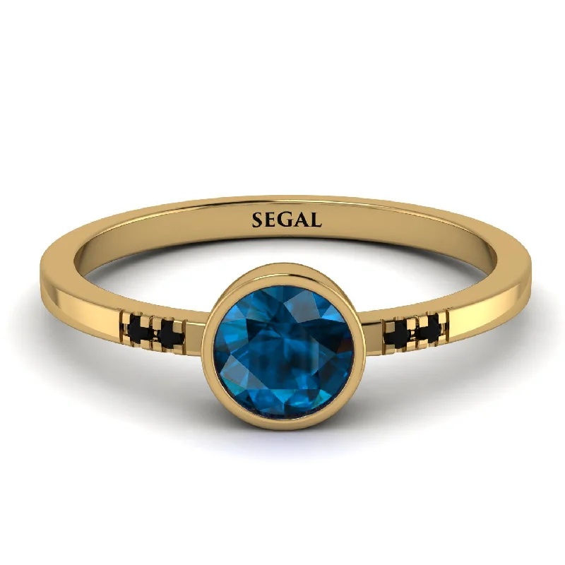 women's engagement rings with twist band -Bezel Minimalist Blue Topaz Ring - Kinsley No. 504